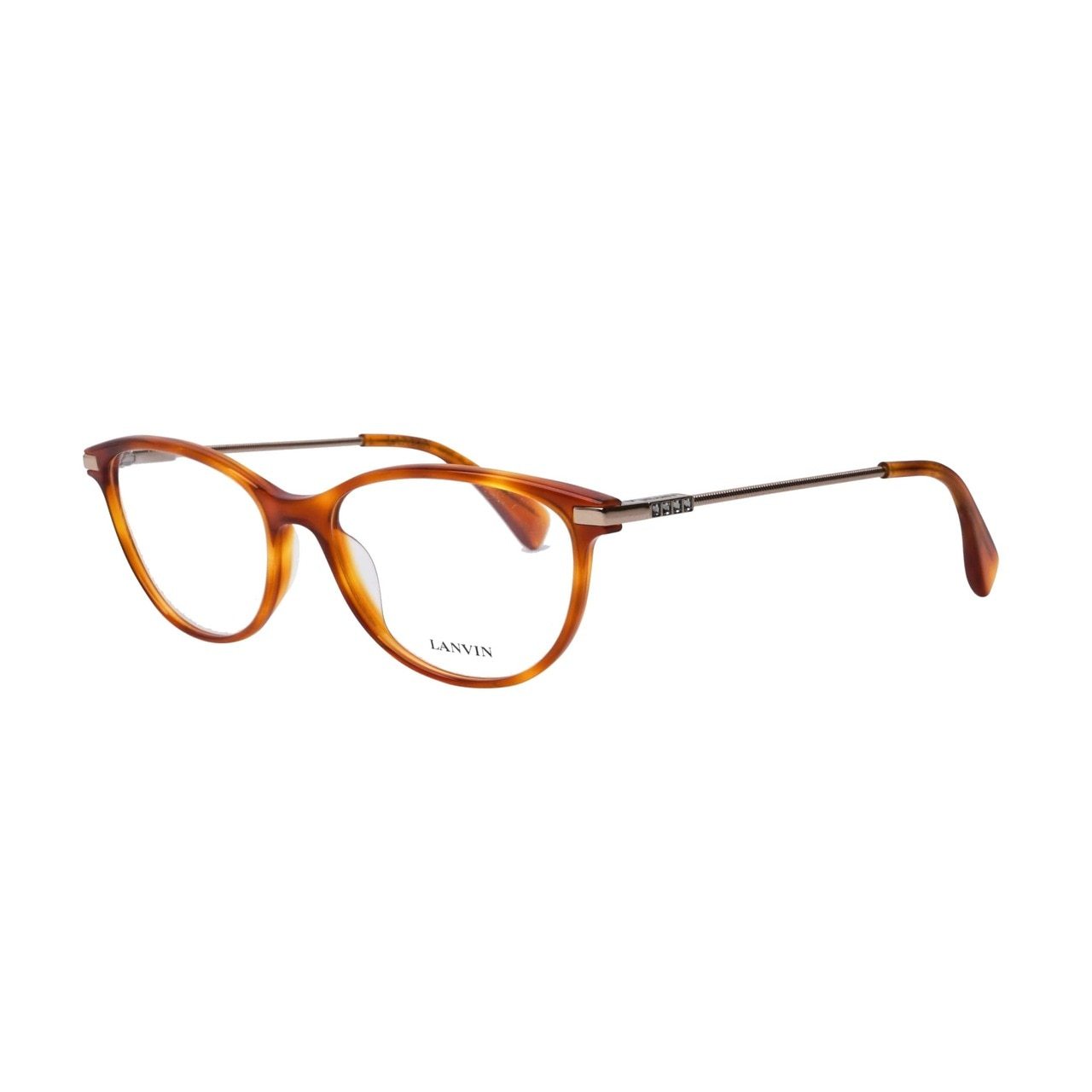 Stylish Lanvin VLN 744S-06ZG Light Havana Square Women's Eyeglasses with full-rim design, showcasing a chic and modern look.